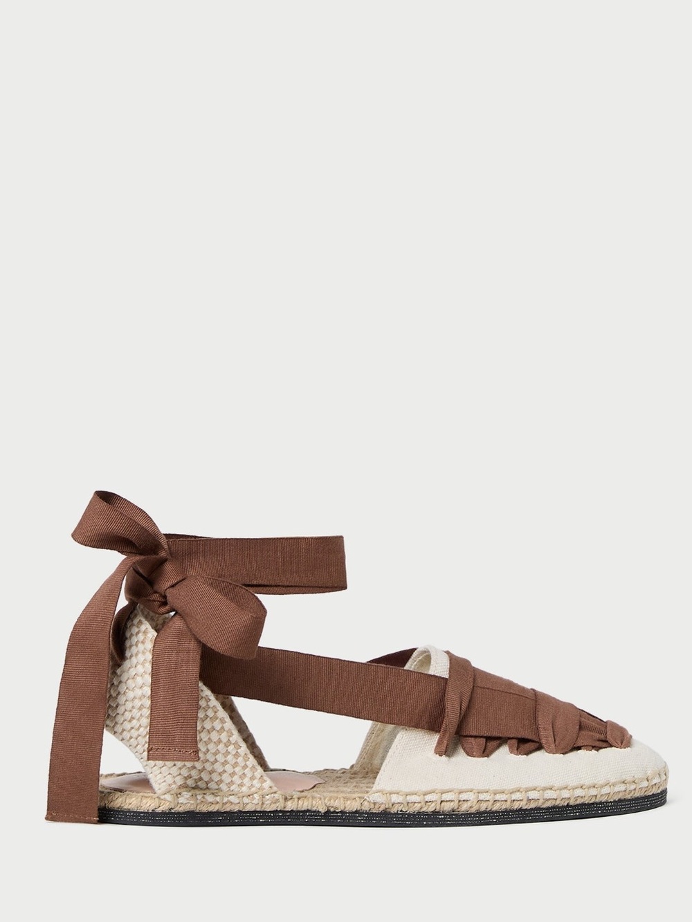 Loeffler Randall NWT Wilson lace up espadrilles brown cream flats